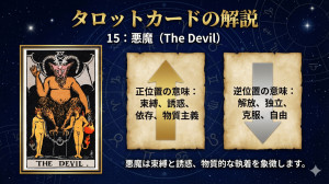 タロットカード【15:悪魔】正位置・逆位置の意味とキーワードを解説