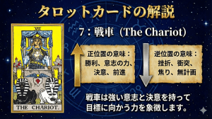 タロットカード【7:戦車】正位置・逆位置の意味とキーワードを解説